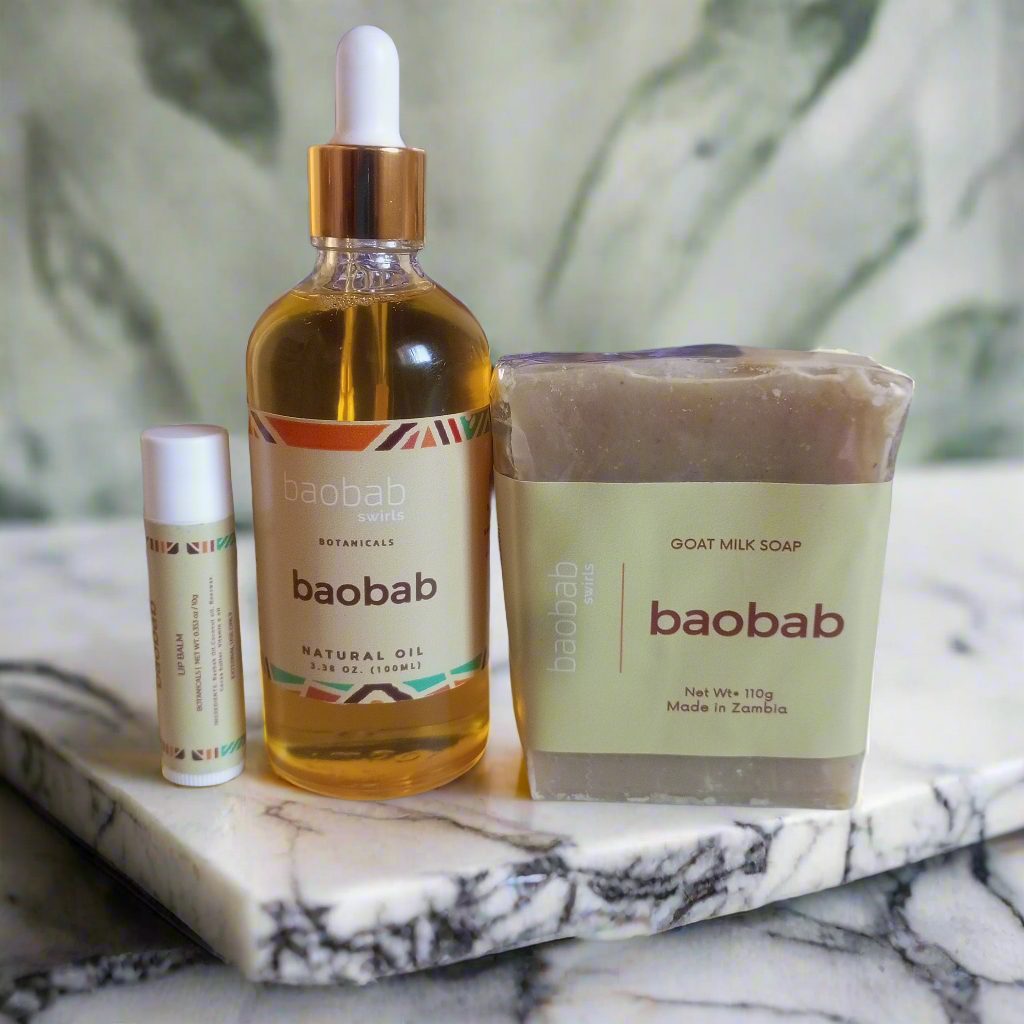 Baobab lip balm,oil and soap