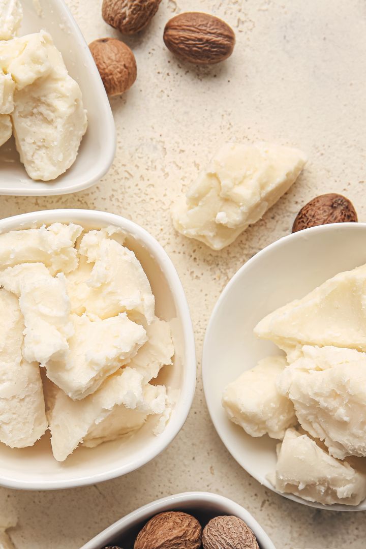shea nuts and shea butter in bowls