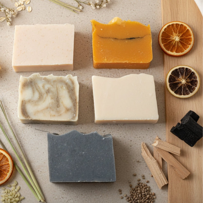 Baobab Swirls Goat Milk Handcrafted in Zambia with some dry botanicals 