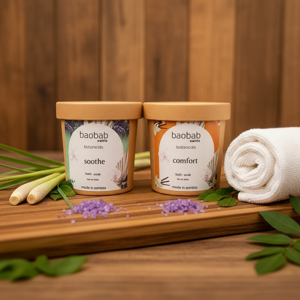 Bath Soaks with towel and botanicals in the background