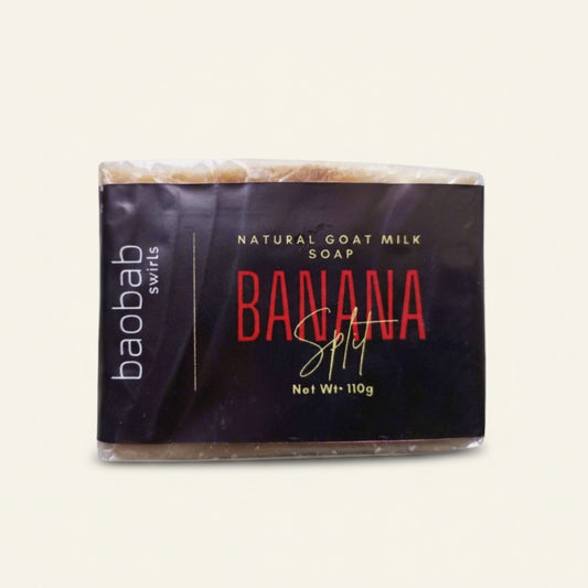 Bar of Banana soap on a cream background