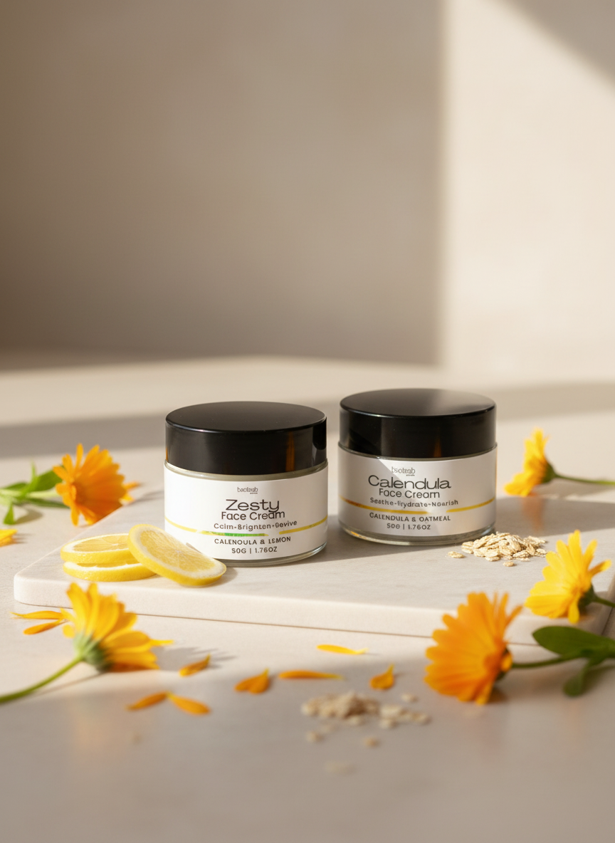 Face cream jars with Calendula 