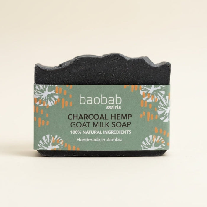 Baobab Swirls Charcoal hemp soap