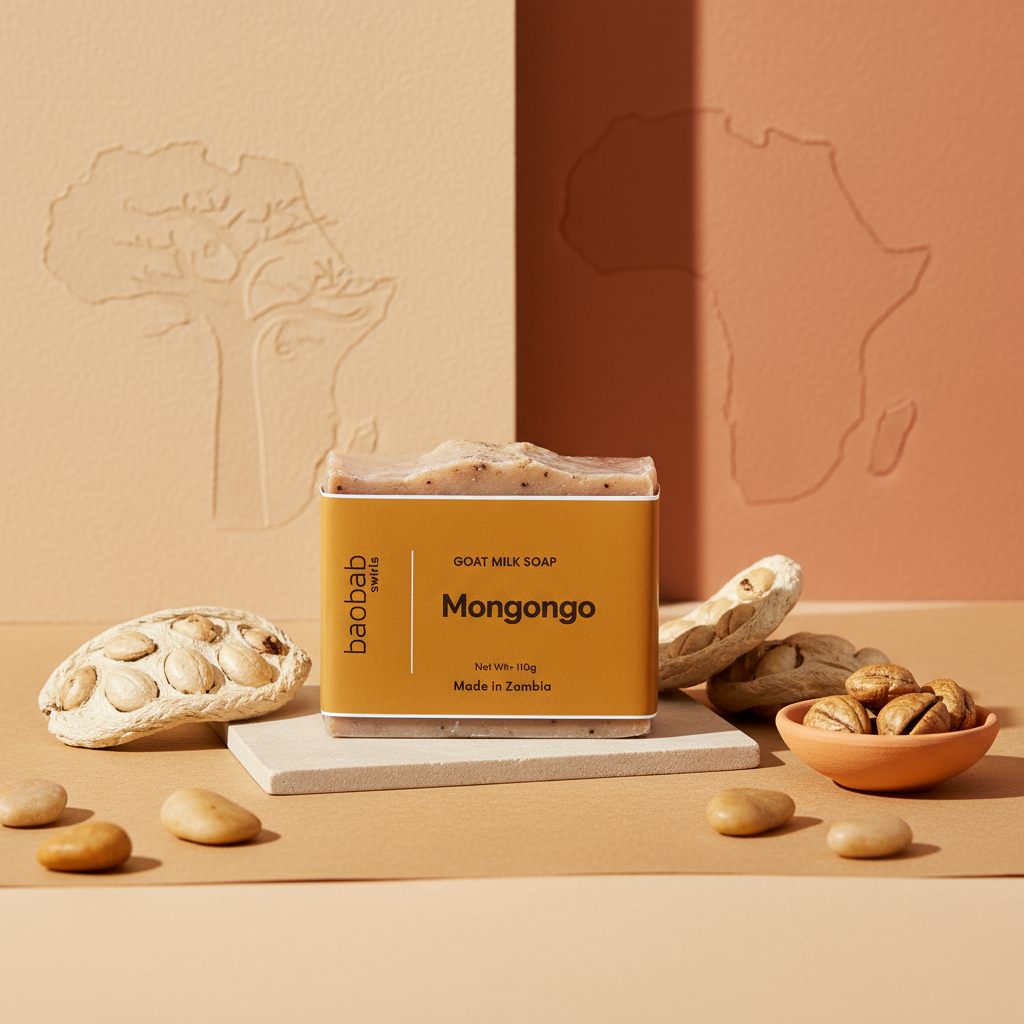 Mongongo Soap with Africa Background 