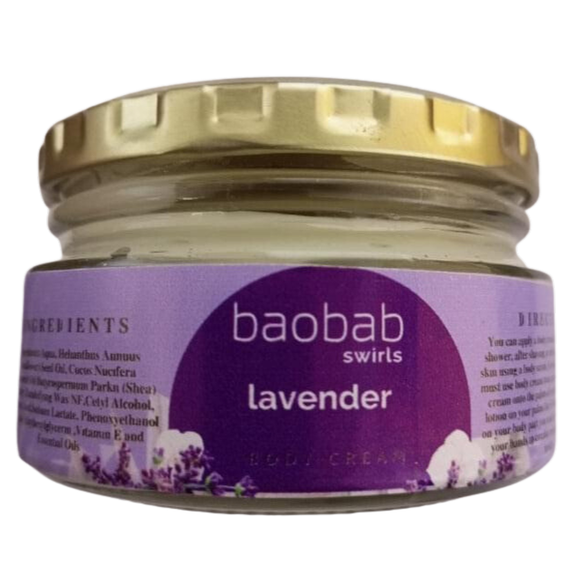 Natural Botanical Lavender Body Cream Baobab Swirls