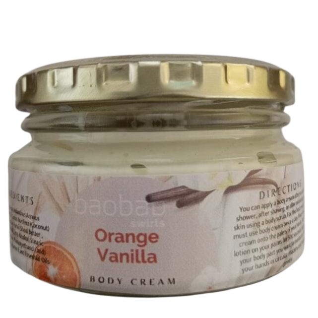 Natural Botanical Orange Vanilla Body Cream Baobab Swirls