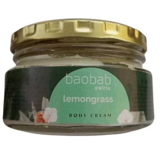 Natural Botanical Lemongrass Body Cream Baobab Swirls