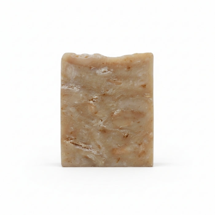 Square bar of soap on a white background