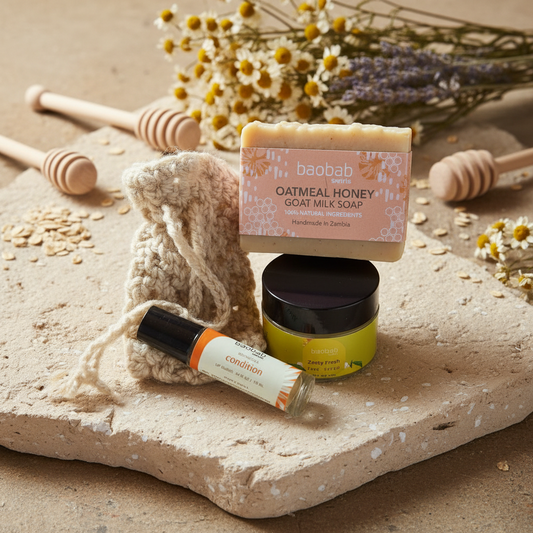 Oatmeal Soap and face cream with lip gloss and soap saver