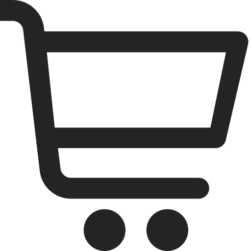 Black silhouette of a shopping cart on a white background